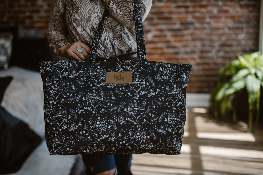 Floral Chicken Print Oversized Tote Bag - Image 10