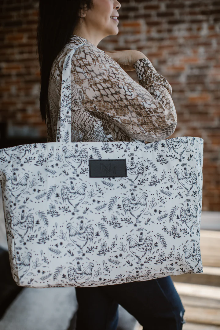 Floral Chicken Print Oversized Tote Bag - Image 4