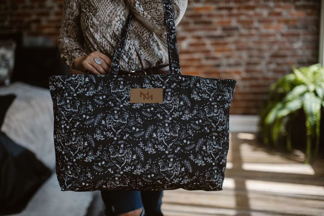 Floral Chicken Print Oversized Tote Bag - Image 5
