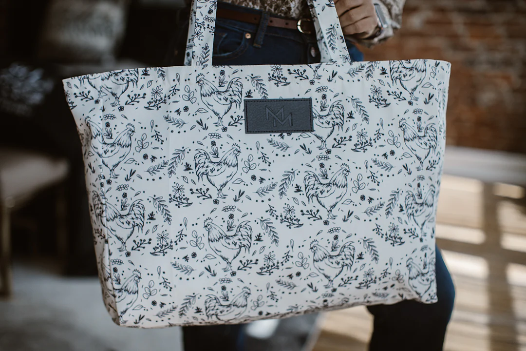 Floral Chicken Print Oversized Tote Bag - Image 6