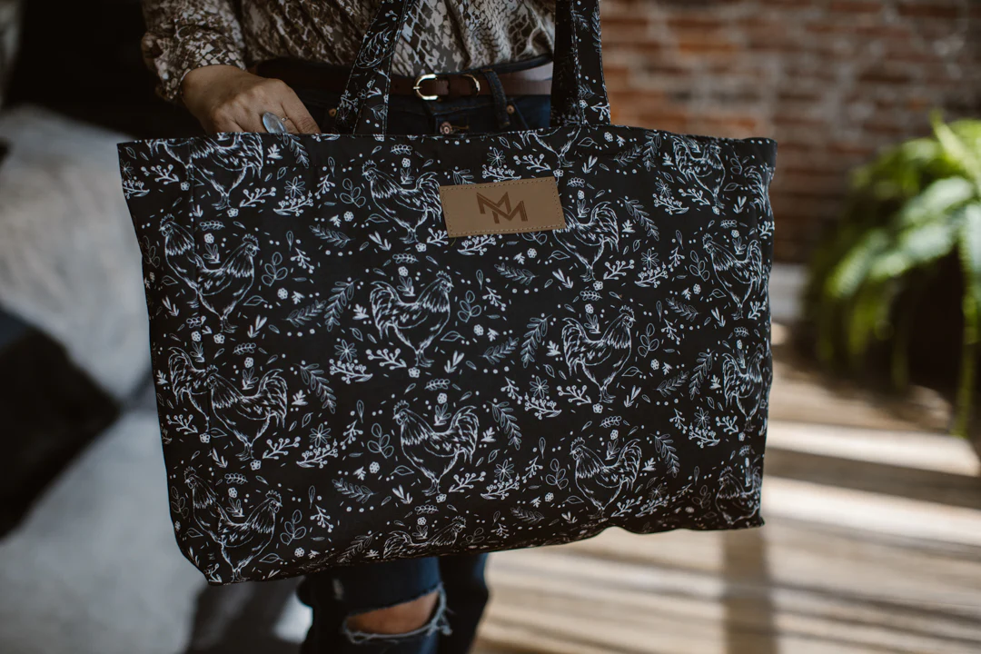 Floral Chicken Print Oversized Tote Bag - Image 8